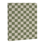 Checkerboard Check Checkered Pattern in Sage Olive Green and Beige Canvas Print Gallery Image 8