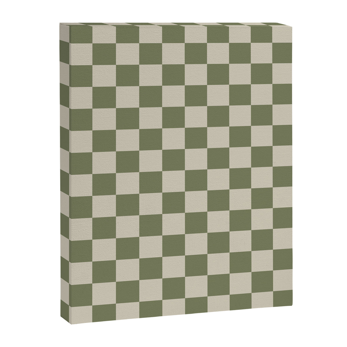 Checkerboard Check Checkered Pattern in Sage Olive Green and Beige Canvas Print Gallery Image 8