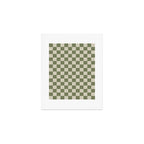 Checkerboard Check Checkered Pattern in Sage Olive Green and Beige Art Print Gallery Image 1