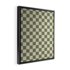 Checkerboard Check Checkered Pattern in Sage Olive Green and Beige Framed Canvas Print Gallery Image 2