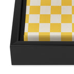 Checkerboard Check Checkered Pattern Yellow Cream Framed Canvas Print Gallery Image 3