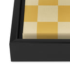 Checkerboard Check Geometric Checked Pattern in Double Mustard Framed Canvas Print Gallery Image 3