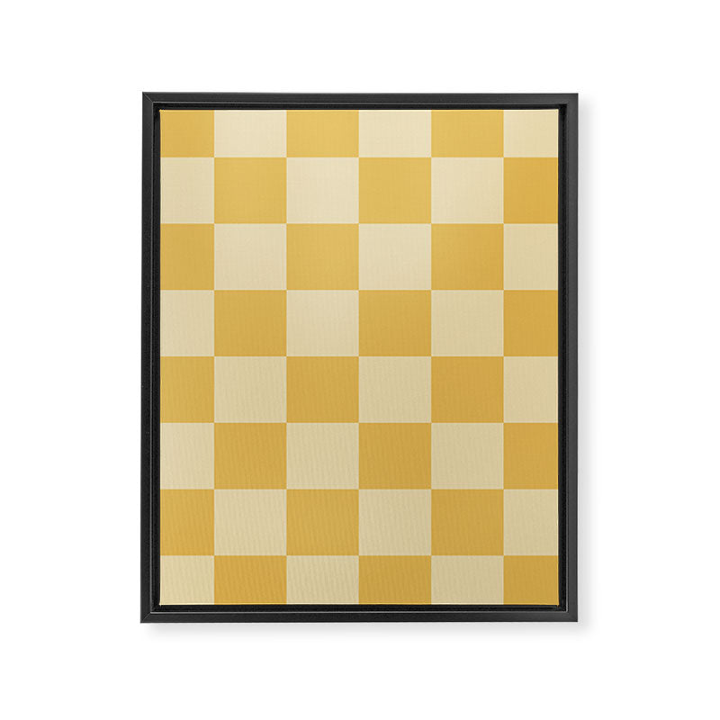 Checkerboard Check Geometric Checked Pattern in Double Mustard Framed Canvas Print Gallery Image 8
