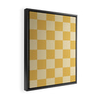 Checkerboard Check Geometric Checked Pattern in Double Mustard Framed Canvas Print Gallery Image 2