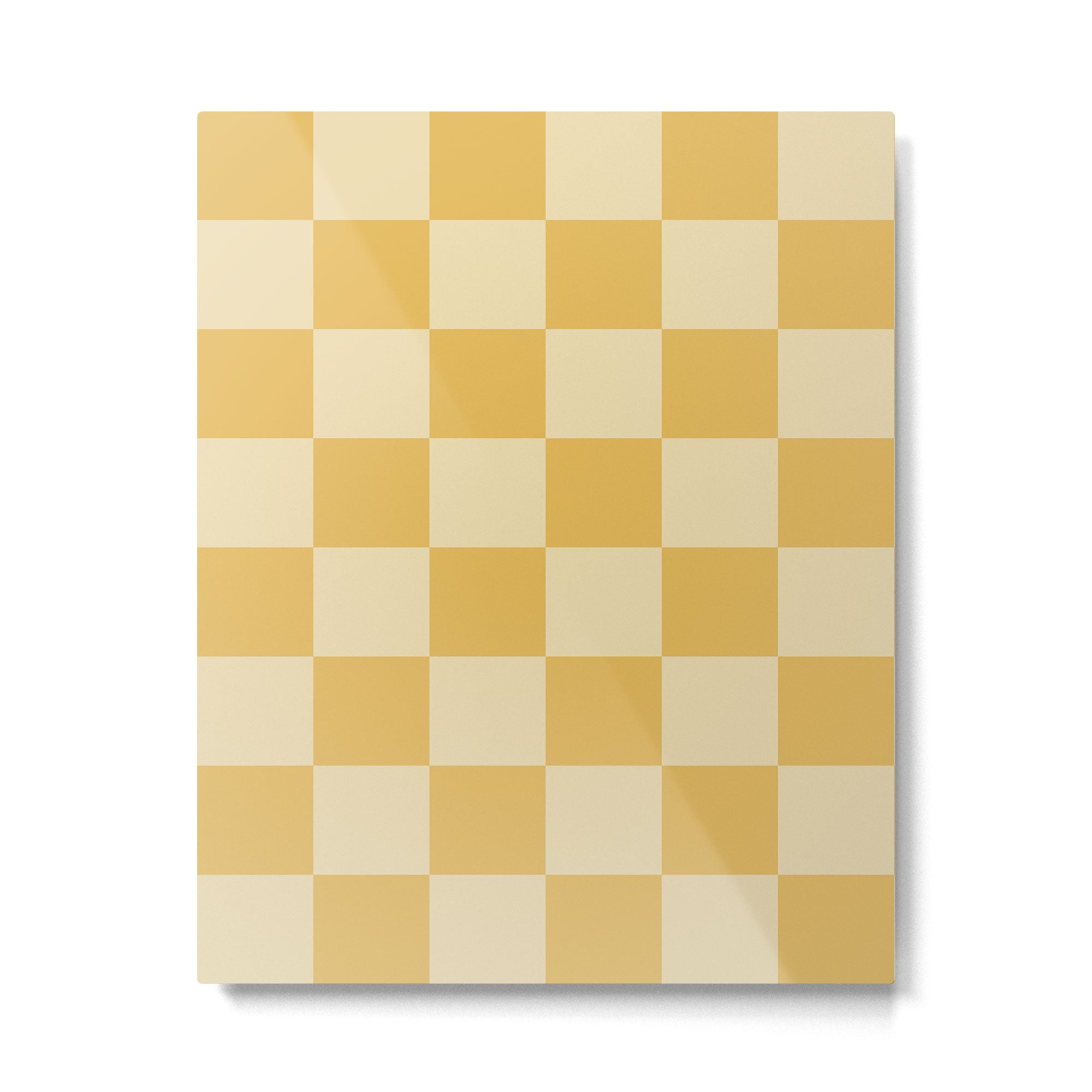 Checkerboard Check Geometric Checked Pattern in Double Mustard Metal Print Gallery Image 6