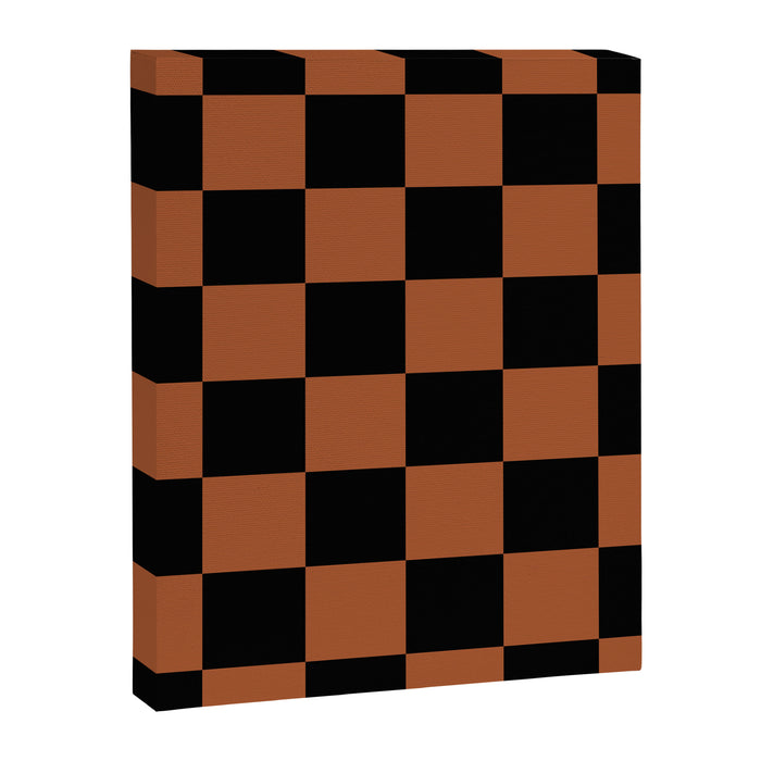 Checkerboard Check Geometric Checked Pattern Rust and Black Canvas Print Gallery Image 1