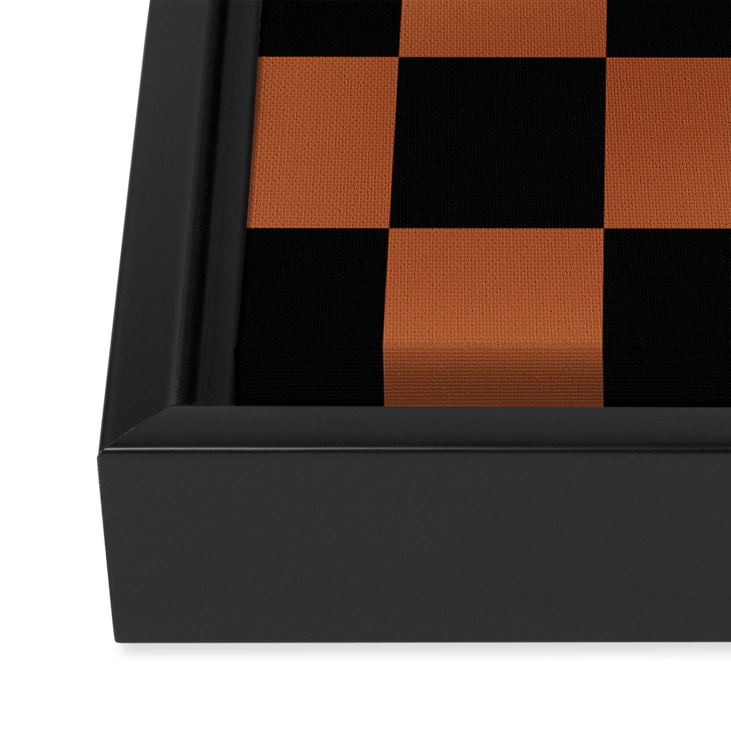 Checkerboard Check Geometric Checked Pattern Rust and Black Framed Canvas Print Gallery Image 3