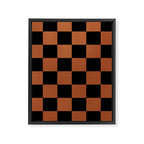 Checkerboard Check Geometric Checked Pattern Rust and Black Framed Canvas Print Gallery Image 8