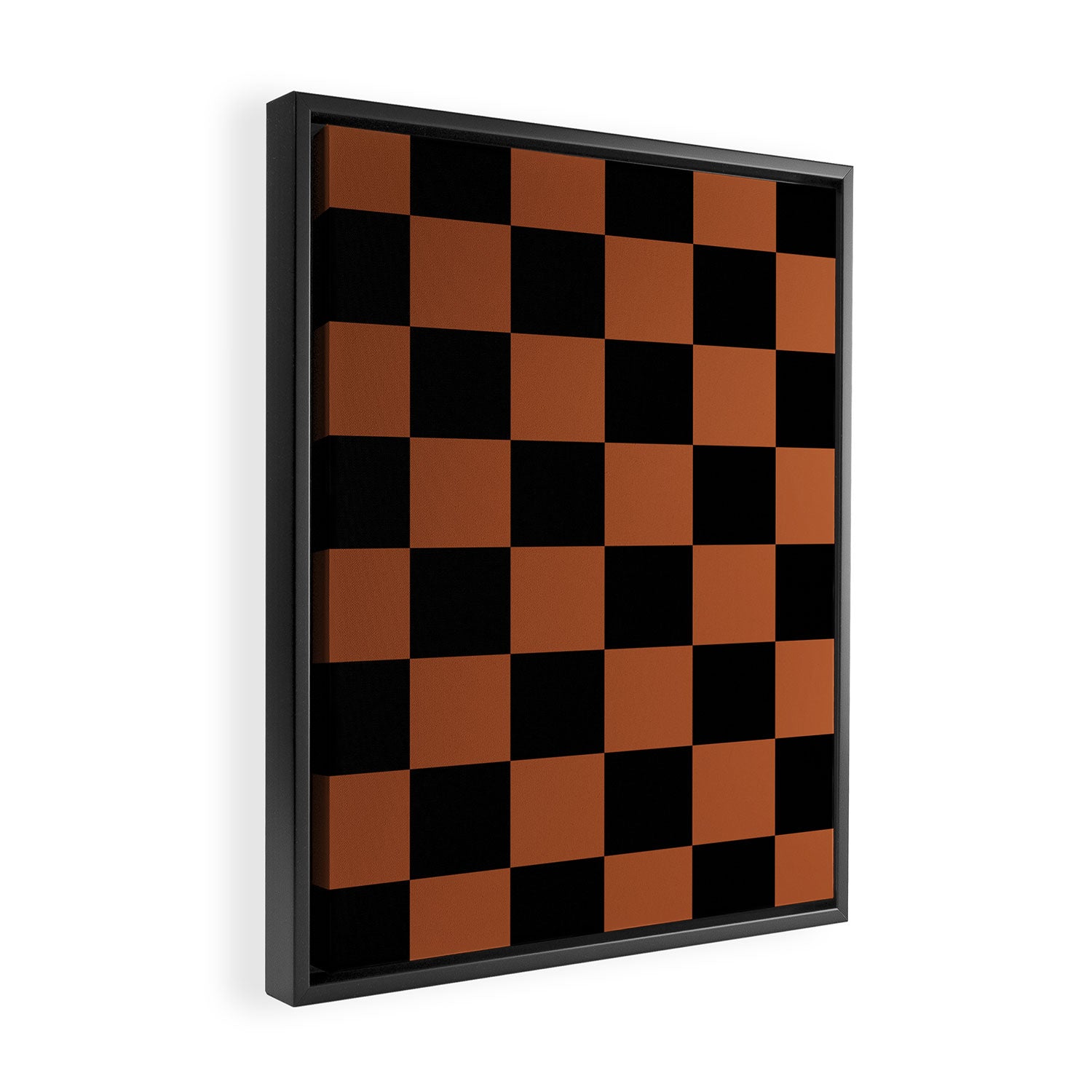 Checkerboard Check Geometric Checked Pattern Rust and Black Framed Canvas Print Gallery Image 2