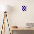 Checkerboard Check Pattern in Cobalt Blue and Beige Canvas Print Gallery Image 2