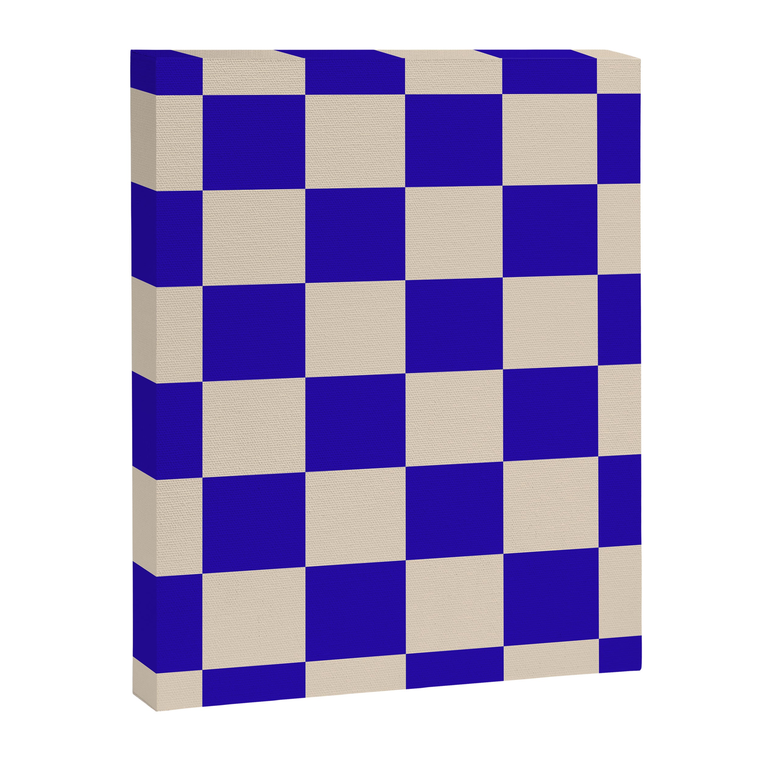 Checkerboard Check Pattern in Cobalt Blue and Beige Canvas Print Gallery Image 8