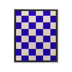 Checkerboard Check Pattern in Cobalt Blue and Beige Framed Canvas Print Gallery Image 8