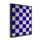 Checkerboard Check Pattern in Cobalt Blue and Beige Framed Canvas Print Gallery Image 2