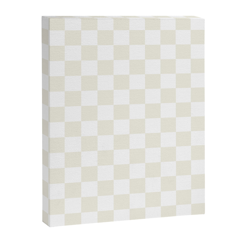 Checkerboard Check Pattern in Pale Light Neutral Beige on White Canvas Print Gallery Image 8