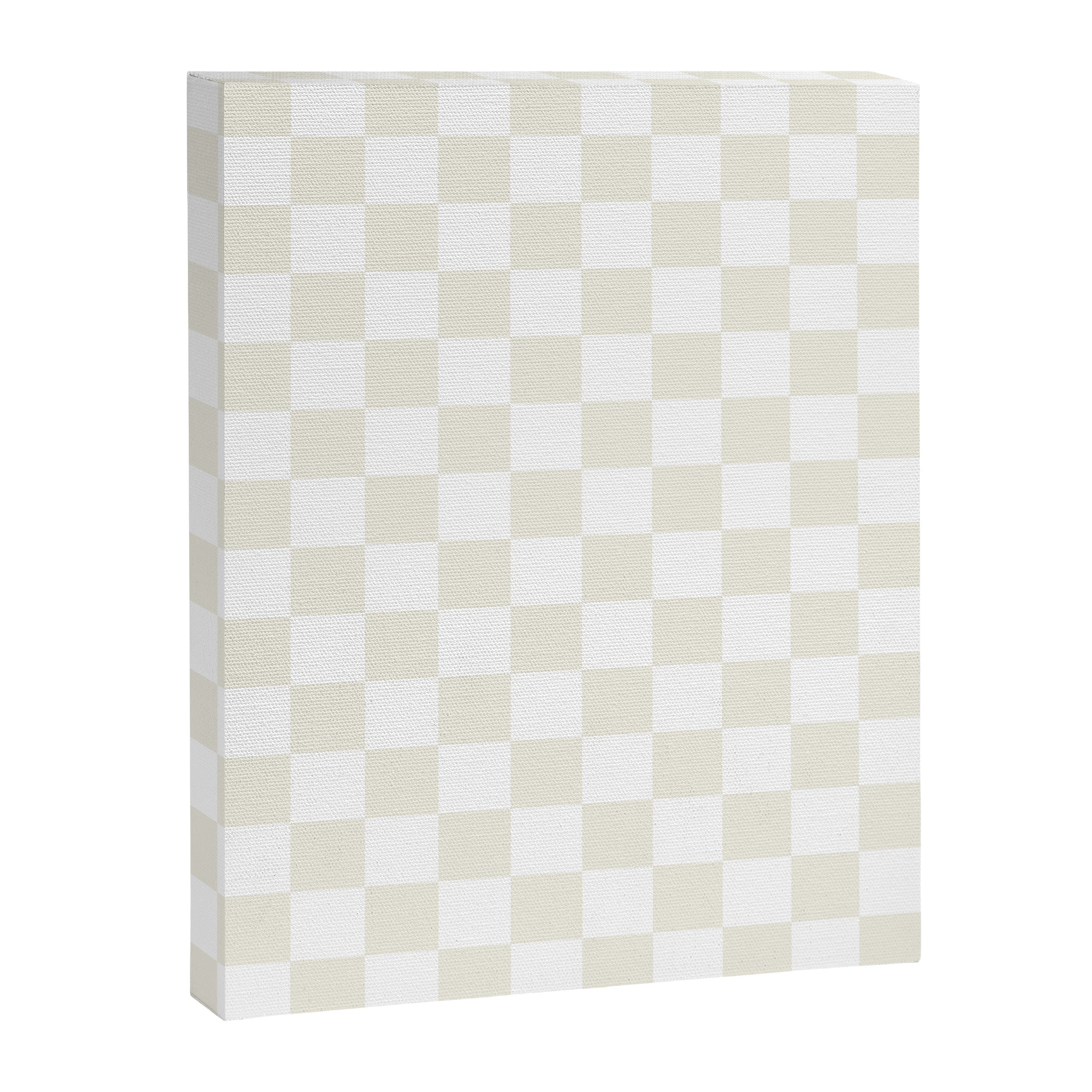 Checkerboard Check Pattern in Pale Light Neutral Beige on White Canvas Print Gallery Image 8