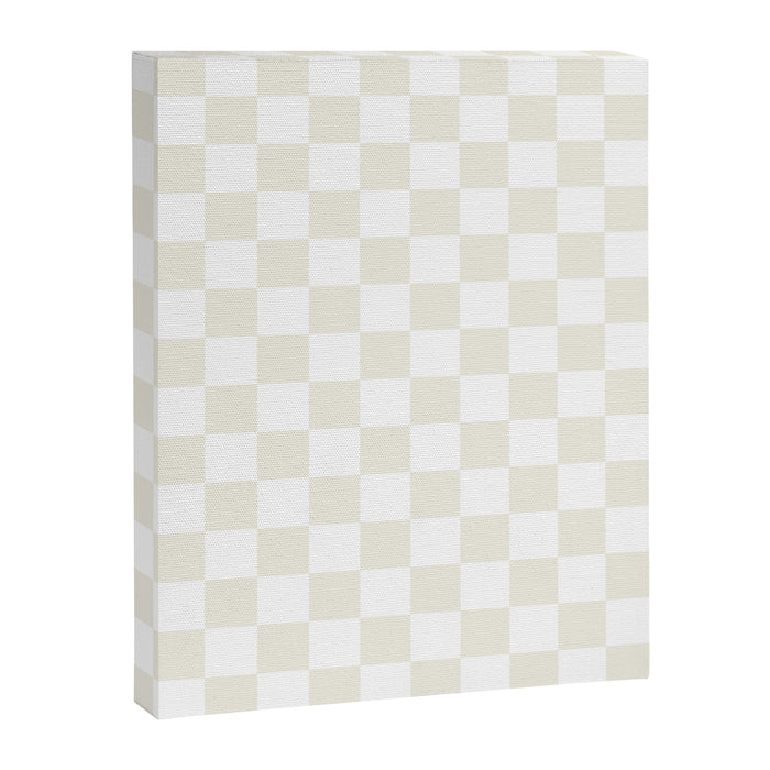 Checkerboard Check Pattern in Pale Light Neutral Beige on White Canvas Print Gallery Image 1