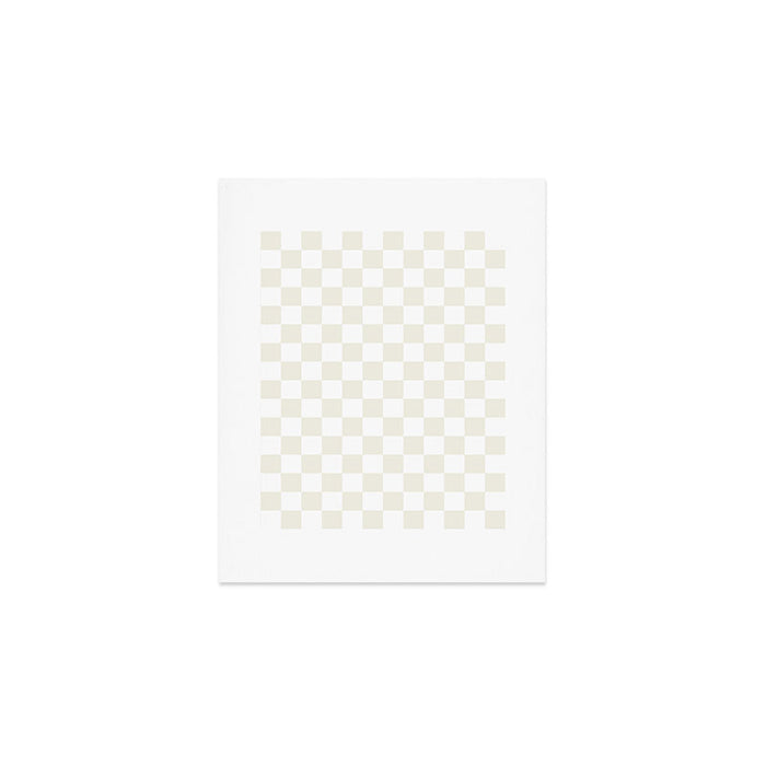 Checkerboard Check Pattern in Pale Light Neutral Beige on White Art Print Gallery Image 1