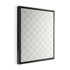 Checkerboard Check Pattern in Pale Light Neutral Beige on White Framed Canvas Print Gallery Image 2