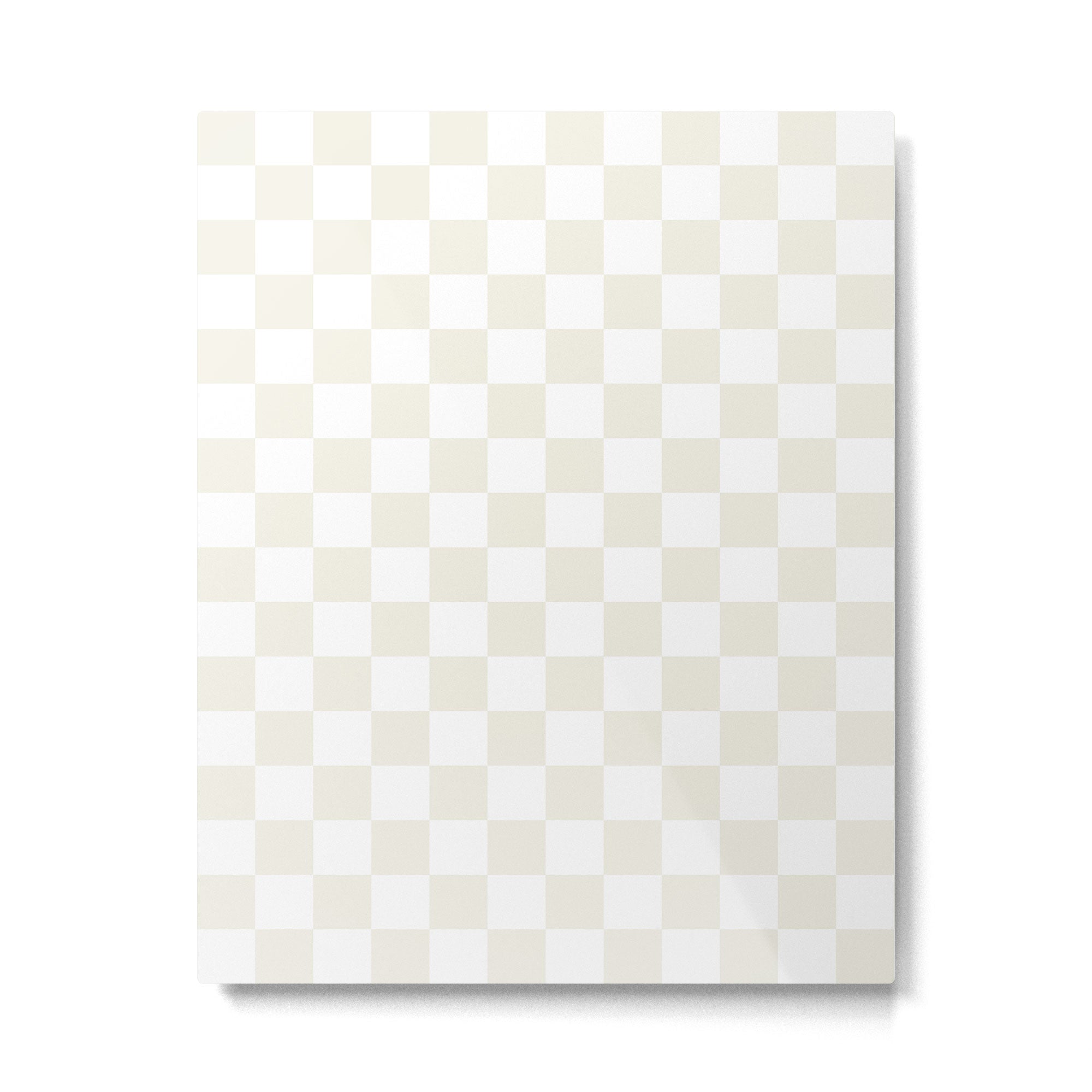 Checkerboard Check Pattern in Pale Light Neutral Beige on White Metal Print Gallery Image 6