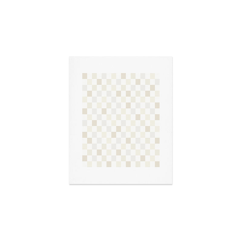 Checkerboard Check Pattern in Pale Light Neutral Beige White Tones Art Print Gallery Image 1