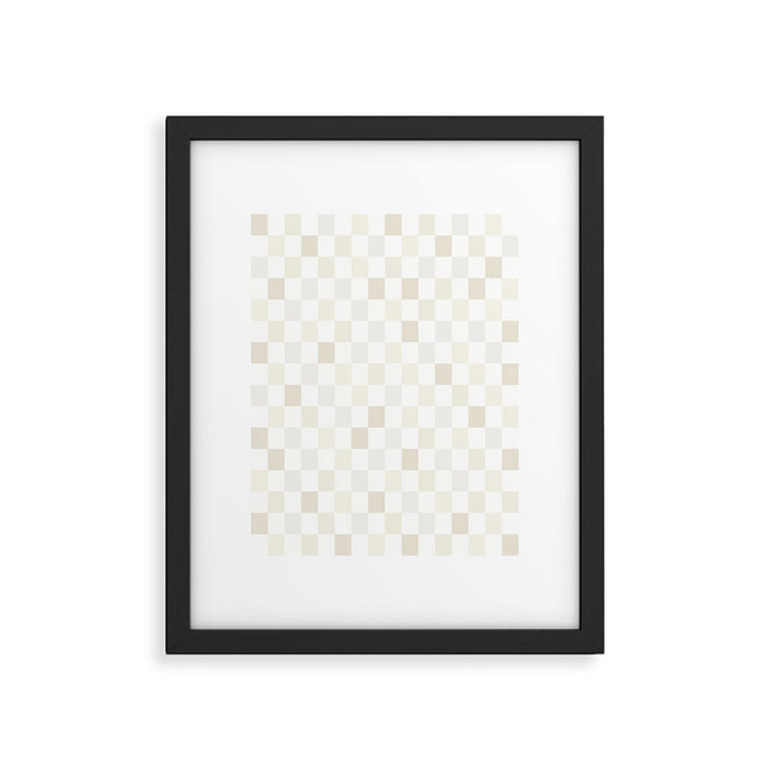 Checkerboard Check Pattern in Pale Light Neutral Beige White Tones Framed Art Print Gallery Image 1