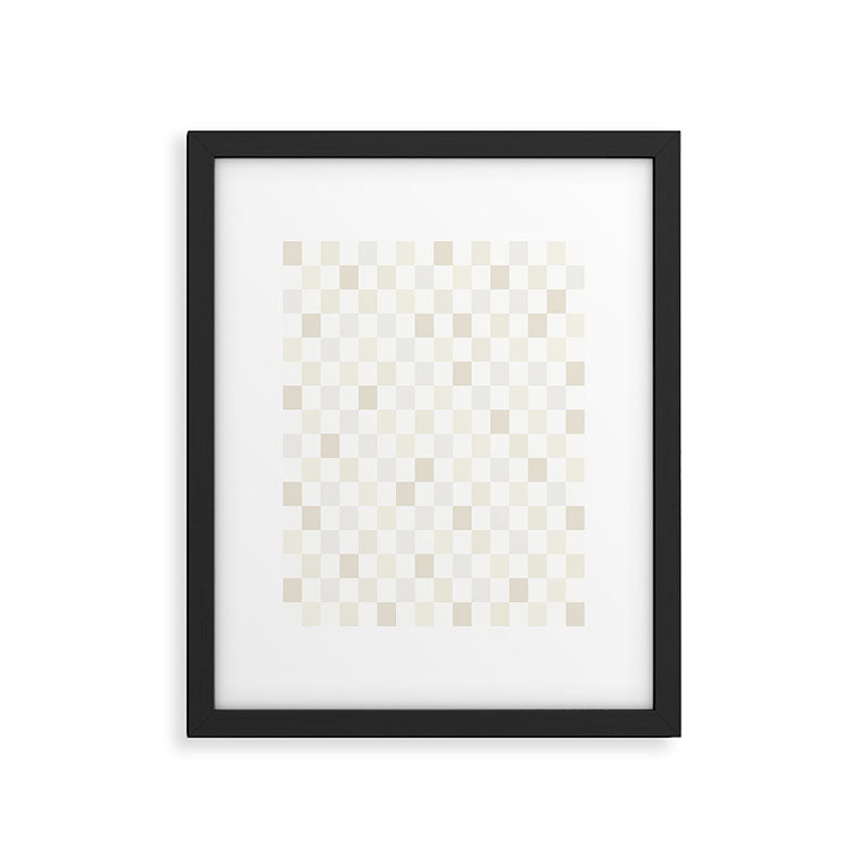 Checkerboard Check Pattern in Pale Light Neutral Beige White Tones Framed Art Print Gallery Image 6
