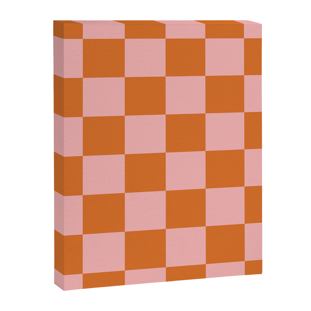 Checkerboard Check Pattern in Pink and Orange Canvas Print Gallery Image 8