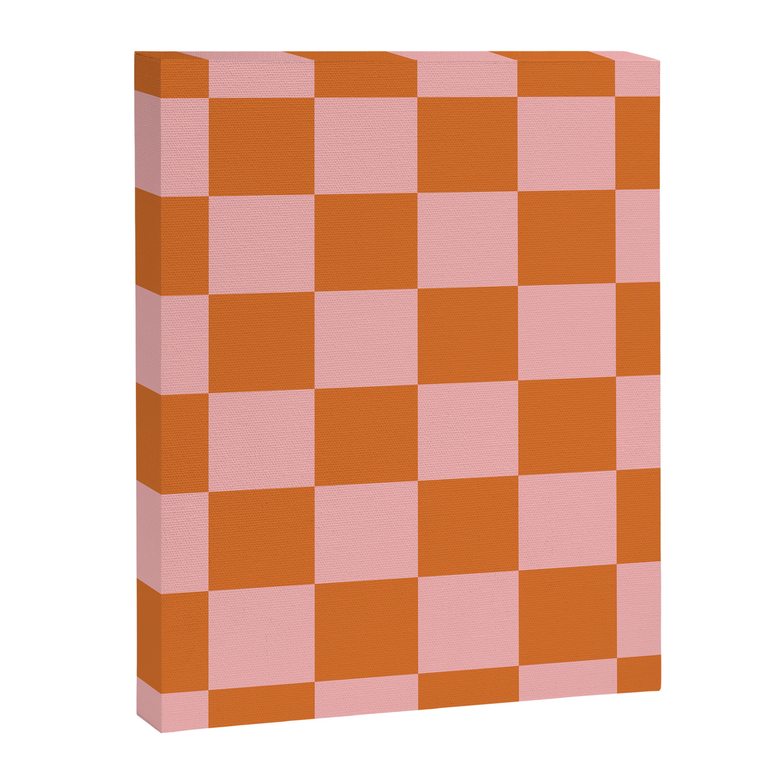 Checkerboard Check Pattern in Pink and Orange Canvas Print Gallery Image 8