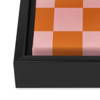Checkerboard Check Pattern in Pink and Orange Framed Canvas Print Gallery Image 3