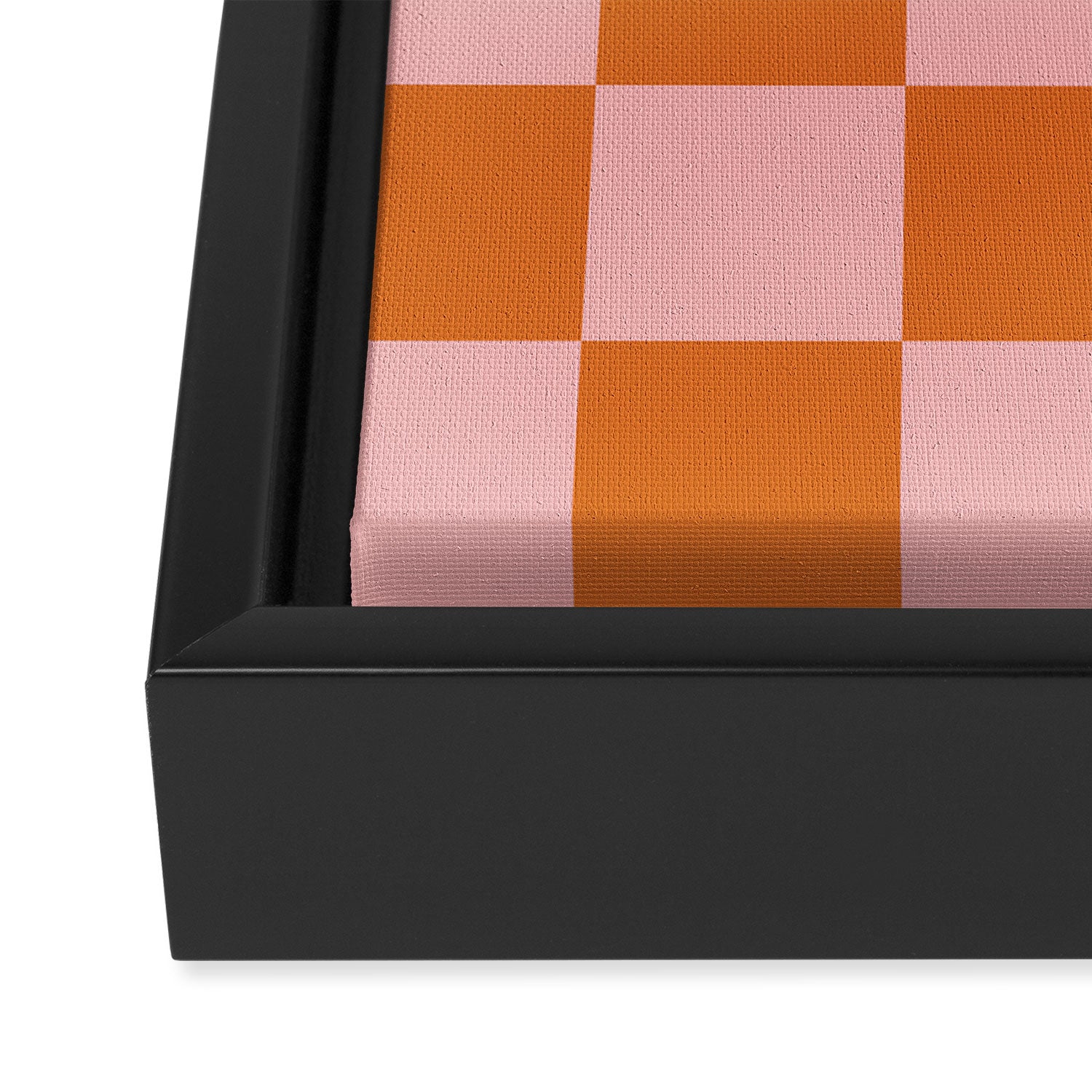 Checkerboard Check Pattern in Pink and Orange Framed Canvas Print Gallery Image 3