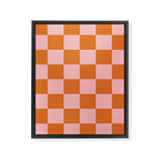 Checkerboard Check Pattern in Pink and Orange Framed Canvas Print Gallery Image 8