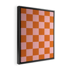 Checkerboard Check Pattern in Pink and Orange Framed Canvas Print Gallery Image 2