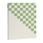 Checkerboard Half Diagonal Check Pattern in Light Sage Green and Cream Canvas Print Gallery Image 8