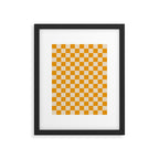 Checkerboard Mini Check Checked Pattern in Honey Mustard and Cream Framed Art Print Gallery Image 6