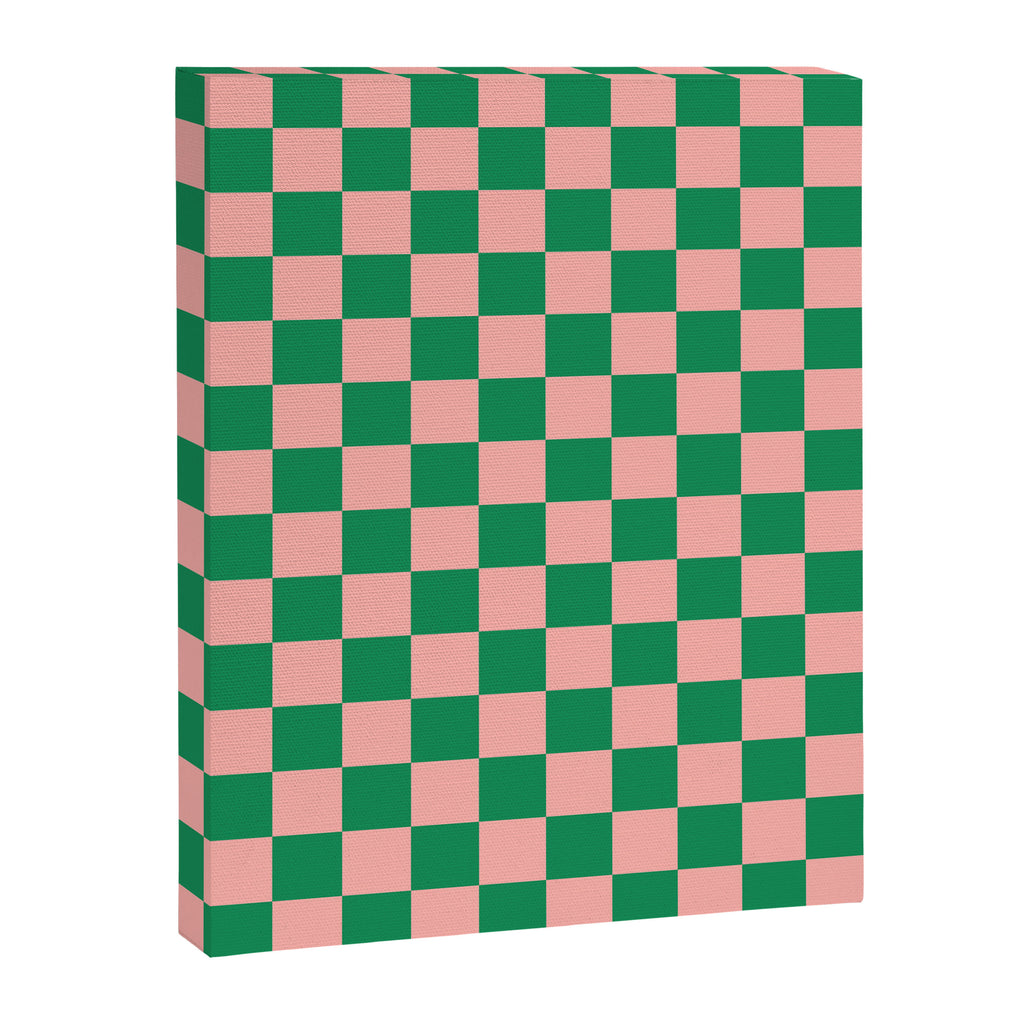 Checkerboard Mini Check Checkered Pattern Green and Pink Canvas Print Gallery Image 8