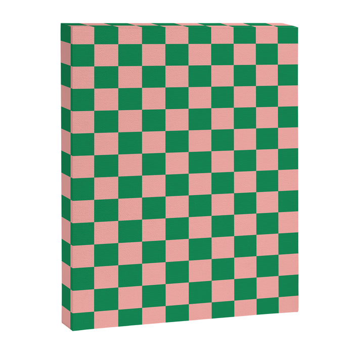 Checkerboard Mini Check Checkered Pattern Green and Pink Canvas Print Gallery Image 1