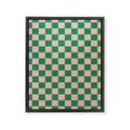 Checkerboard Mini Check Checkered Pattern Green and Pink Framed Canvas Print Gallery Image 8