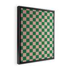 Checkerboard Mini Check Checkered Pattern Green and Pink Framed Canvas Print Gallery Image 2