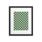 Checkerboard Mini Check Checkered Pattern Green and Pink Framed Art Print Gallery Image 6