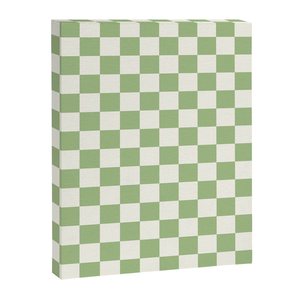 Checkerboard Mini Check Checkered Pattern Light Sage Green and Cream Canvas Print Gallery Image 8