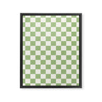 Checkerboard Mini Check Checkered Pattern Light Sage Green and Cream Framed Canvas Print Gallery Image 8