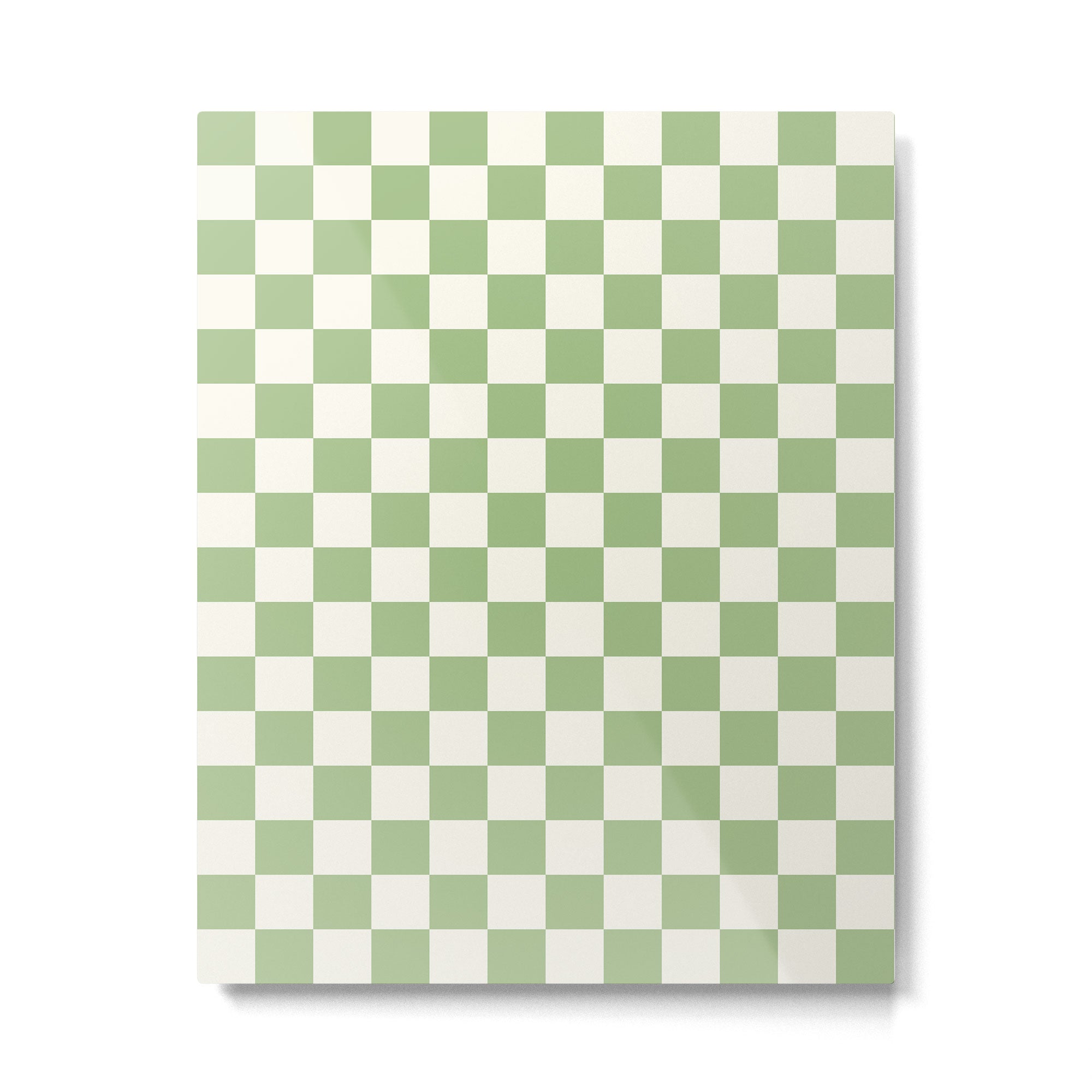 Checkerboard Mini Check Checkered Pattern Light Sage Green and Cream Metal Print Gallery Image 6