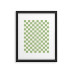 Checkerboard Mini Check Checkered Pattern Light Sage Green and Cream Framed Art Print Gallery Image 6