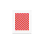 Checkerboard Mini Check Pattern in Hot Pink and Red Orange Art Print Gallery Image 1