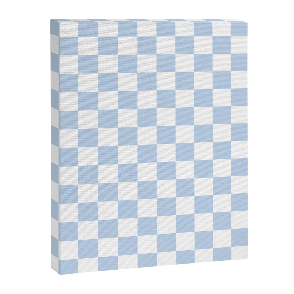 Checkerboard Mini Check Pattern in Baby Blue and White Canvas Print Gallery Image 8