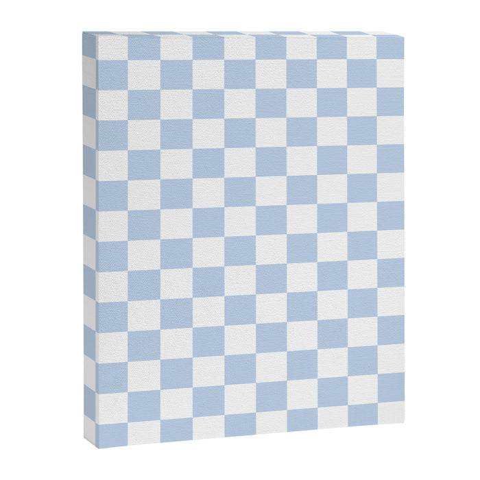 Checkerboard Mini Check Pattern in Baby Blue and White Canvas Print Gallery Image 1