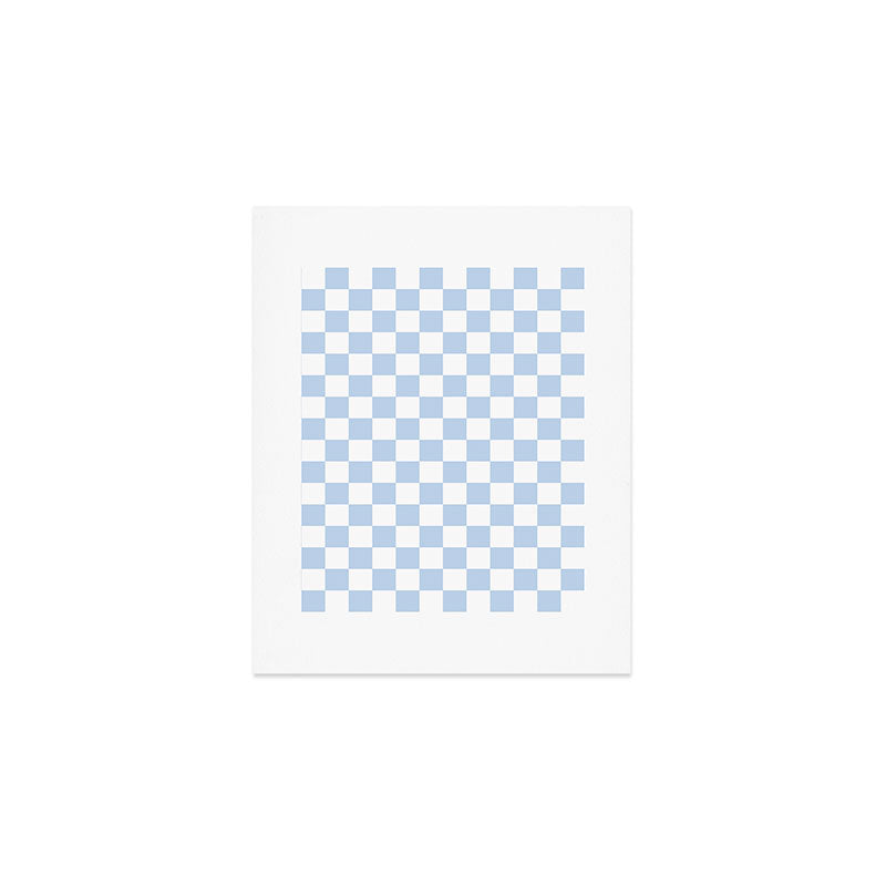 Checkerboard Mini Check Pattern in Baby Blue and White Art Print Gallery Image 1
