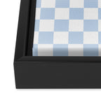 Checkerboard Mini Check Pattern in Baby Blue and White Framed Canvas Print Gallery Image 3