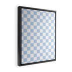 Checkerboard Mini Check Pattern in Baby Blue and White Framed Canvas Print Gallery Image 2