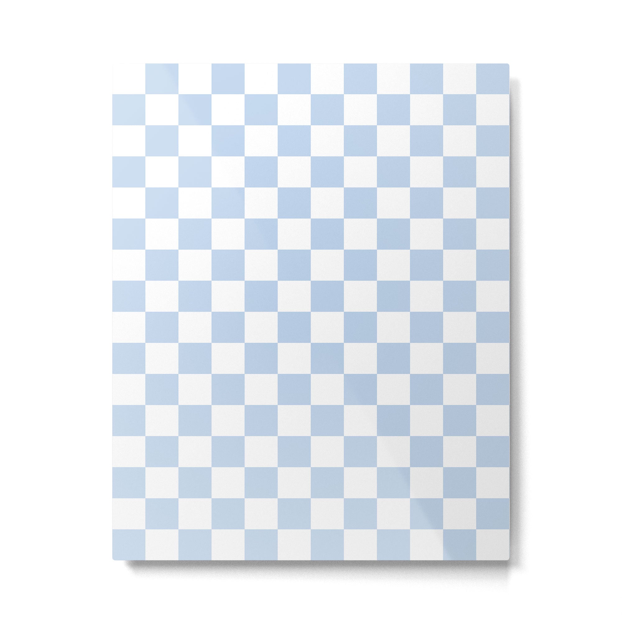 Checkerboard Mini Check Pattern in Baby Blue and White Metal Print Gallery Image 6